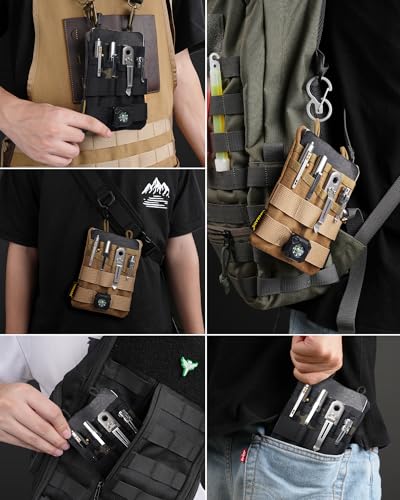 VIPERADE VE4 Tool Pouch, Nylon Pocket Organizer with 2 Pockets and 4 Small Tool Storage EDC Gears, Best Gift to Keep Organized, Hold Your Flashlight/Pocket Knife, Tactical Pen, Notebook Black Camo