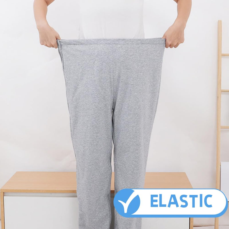 WEEOATAR Unisex Patient Pants,Bedridden Patient Clothing,Disability Clothing with Zippers,Hospital Gowns Nursing Aid Medium Grey