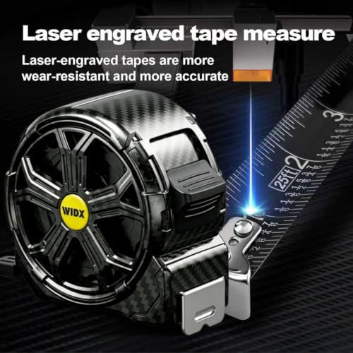 25Ft Measuring Tape Retractable Stainless Steel Carbon Fiber Style Pattern