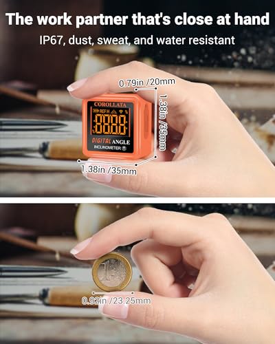 Mini Digital Angle Finder & Inclinometer, Magnetic Torpedo Level Tangerine