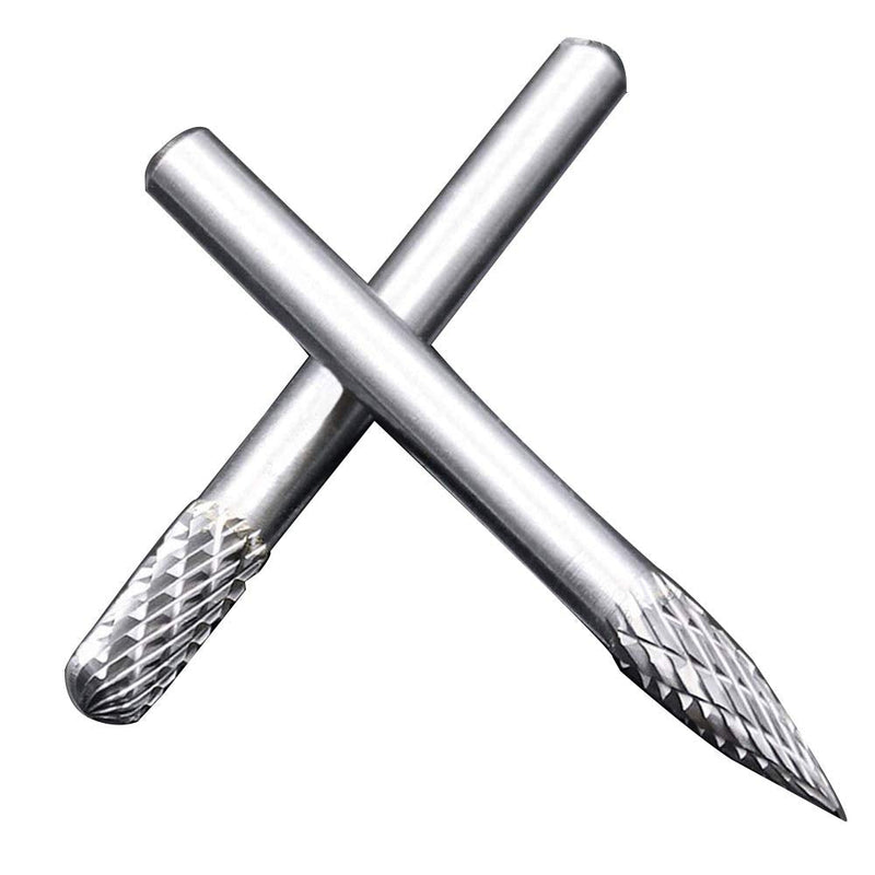 10pc Tungsten Carbide Burr Set 1/4" Shank Double Cut Rotary Cutting Burr Set Die Grinder Bits for Steel Metal Wood Woodworking Carving, Polishing, and Engraving