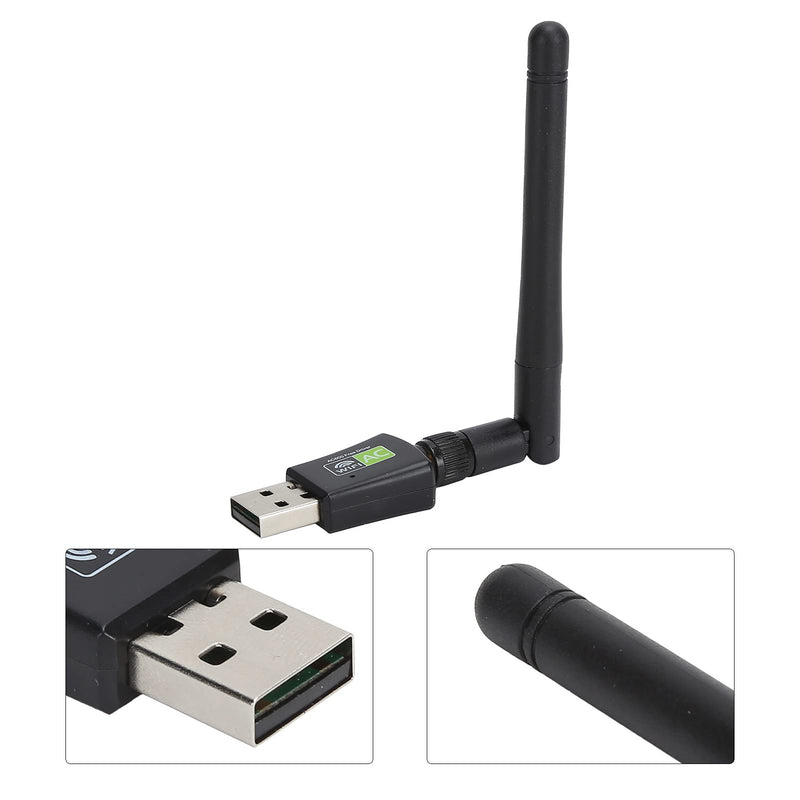 Generic USB WiFi Adapter Wireless Network Card 600Mbps 2.4Ghz 5Ghz Dual Band USB 2.0 Mini Portable for RTL8811CU Chip for Plug and Play with ABS Material Black