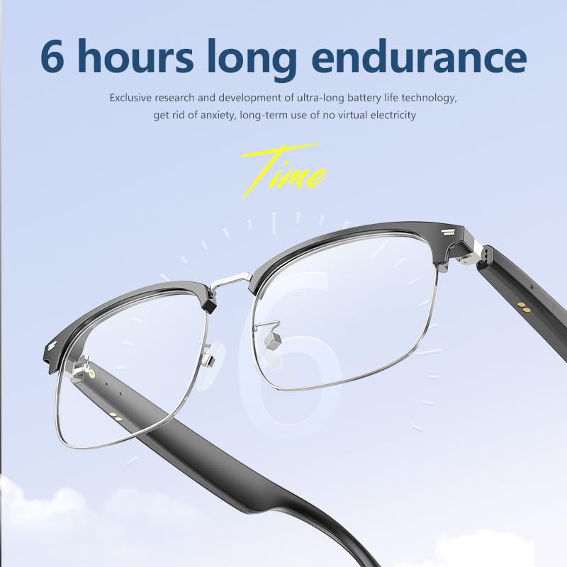 Ai Translator Glasses, Translator Smart Glasses, Smart Bluetooth Glasses, Music Bluetooth Sunglasses, Supports 138 Languages for Traveling,Doing Business and Making Friends (Black Silver) Black Silver