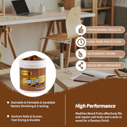 Walnut Wood Filler - 8.8 oz Paintable & Stainable Wood Repair Putty for Furniture - Quick Repair for Broken & Defective Walnut