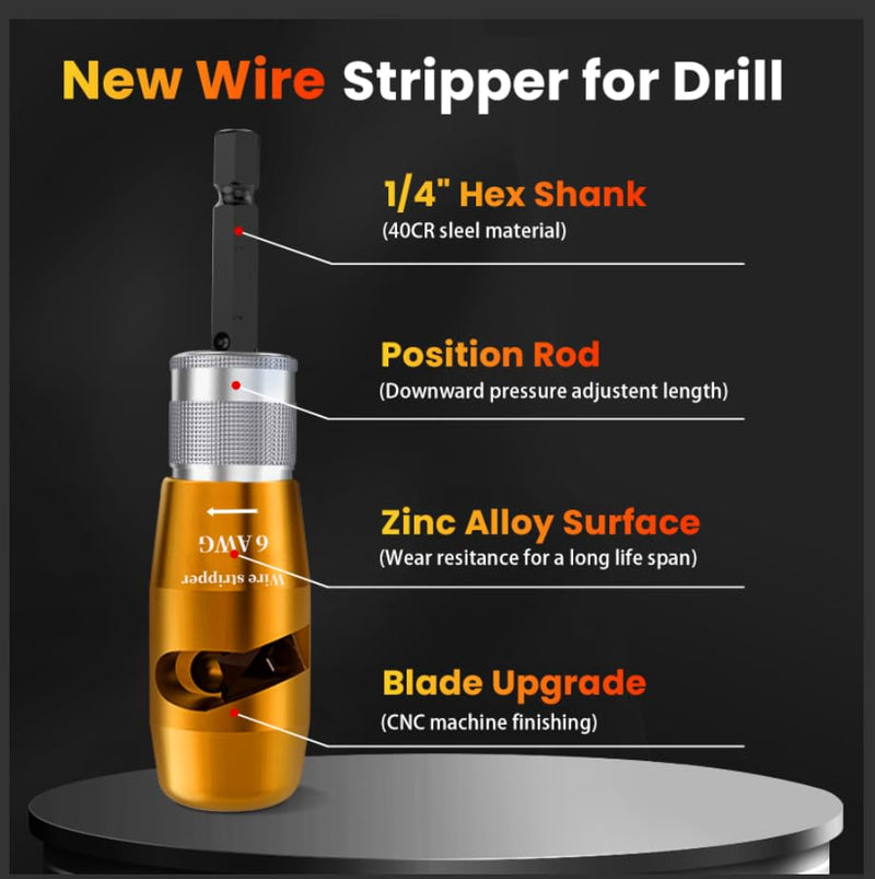 Wire Stripper for Drill, 6/8/10/12/14 AWG Wire Twister Tool for Drill, New Upgrade Drill Wire Stripper and Twister Kit, Wire Stripper Tool, Wire Stripping and Twisting Tool, Electrician Tools Set Black