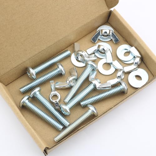 8PCS Cross Head Screws and Bolts Imperial Wing Nuts 1/4-20in 8 Pcs Iron Galvanized Screws 1/4-20x1-1/2in 8 Pcs Washers 1/4in Mounting Hardware Accessories