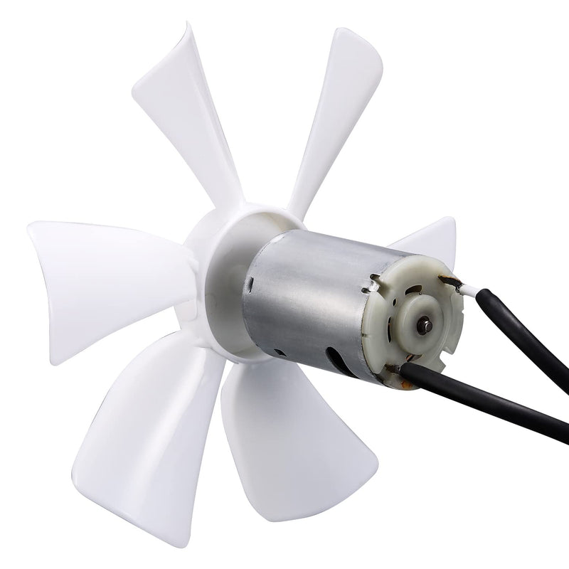 6" Replacement White RV Vent Fan Blade with 12V D-Shaft RV Vent Motor,Compatible with Heng's, Elixir, Ventline, Jensen RV