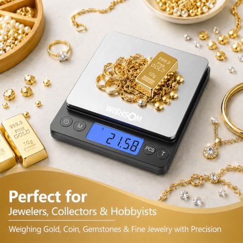 Jewelry Scale, 500g x 0.01g High Precision Digital Gram Scale, Portable Gold Scale for Jewelers, Pawn Shops & Gold Enthusiasts – Perfect for Gold, Silver, Diamond & Coin Weighing