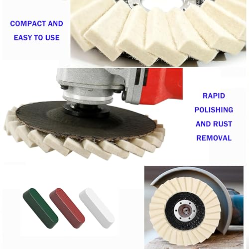 12PCS Wool Felt Polishing Wheel & Compound Kit for Angle Grinder