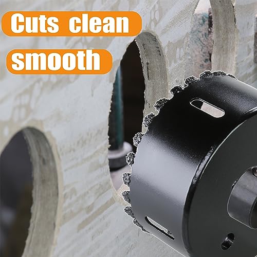 3” Carbide Grit Hole Saw with Pilot Drill Bits Up to 3X Long Life Cutting Air Brick Stucco Hardy Plank Drywall Cement Board 3inch