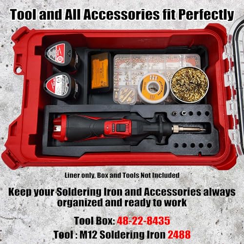 Insert for Milwaukee M12 Soldering Iron 2488-20 and Packout Compact Organizer 48-22-8435 – Custom Liner Only