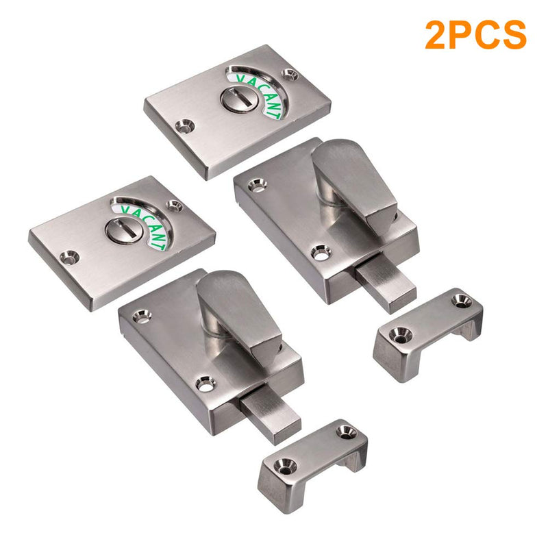 2PCS Restroom Door Lock Latch - Stainless Steel Occupied/Engaged Indicator, Vacant Bathroom Privacy Handle Lock (Satin Nickel) satin nickel - 2pcs
