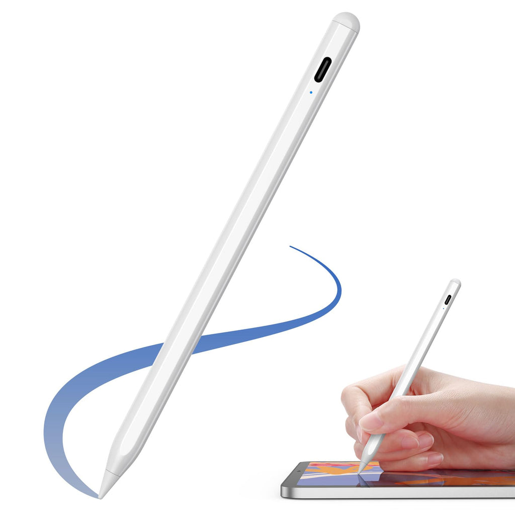 Stylus Pen for iPad 2018-2024 - NTHJOYS for Apple iPad Pencil with Palm Rejection, Magnetic, Tilt Sensitivity, Work for iPad Pro 11"/12.9", iPad Mini 5/6, iPad Air 3/4/5, iPad 6/7/8/9/10 White