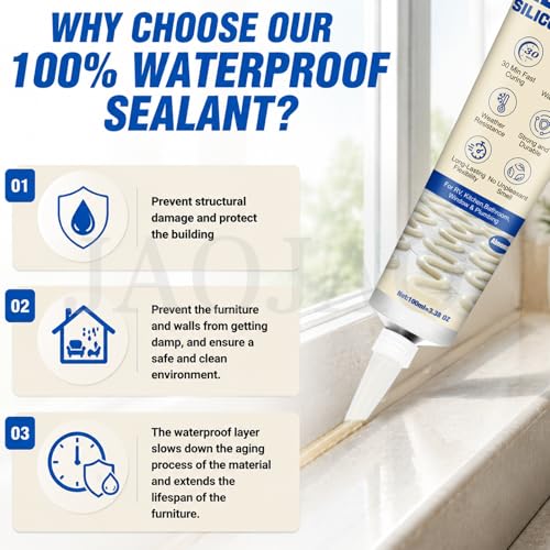 JAOJAO Almond Caulk, Waterproof, Shrink & Crack Proof Caulking 100ML