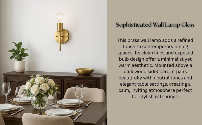 Modern Brass Wall Sconce Light – Industrial Wall Lamps with Exposed Bulbs – Hardwired Mid Century Accent Light Fixture for Bathroom, Bedroom, Hallway, or Entryway (1) 1