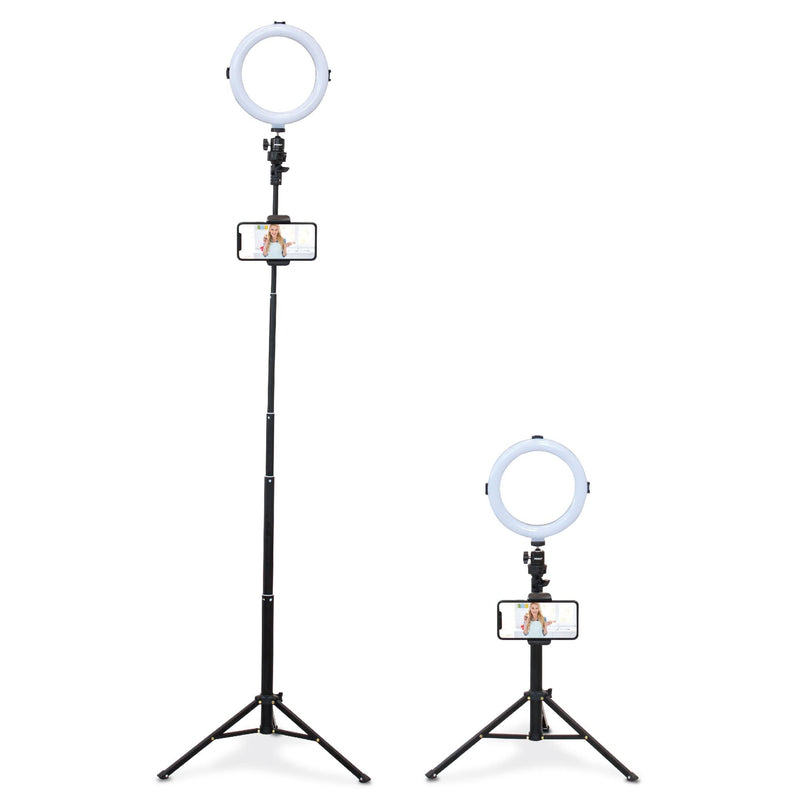 Bower 8" Selfie Ring Light Studio with Adjustable Tripod and Phone Holder – Professional Photo and Video Lighting Kit for Vlogging, Streaming, and Social Media Content Creation 8 Inch