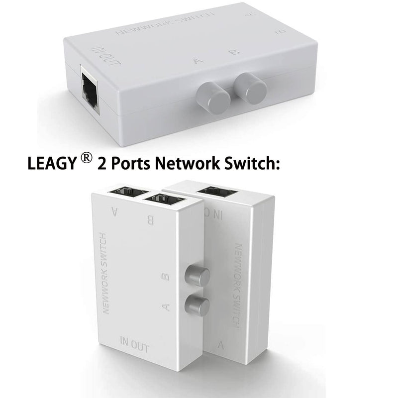 LEAGY 2 Ports Network Switch Splitter Selector Hub 2-in 1-Out or 1-in 2-Out 100M