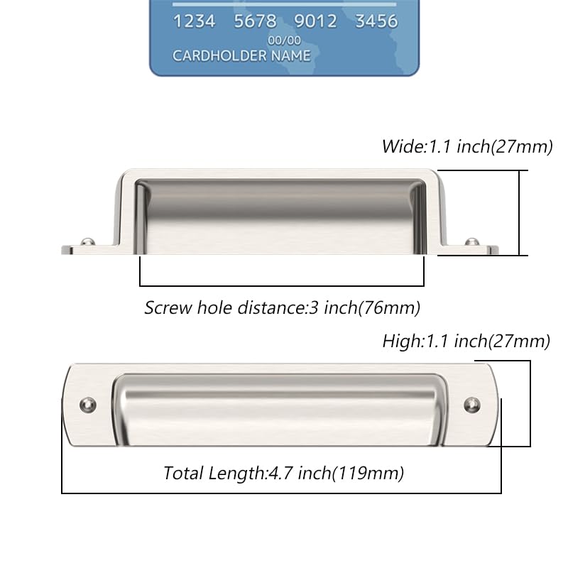 9BUILD 10 Pack Brushed Satin Nickel Cabinet Cup Pulls 3 Inch Cabinet Handles Kitchen Cabinet Hardware Cup Pulls for Cabinets Nickel Drawer Pulls Zinc Alloy Drawer Handle 3"/76MM Hole Center