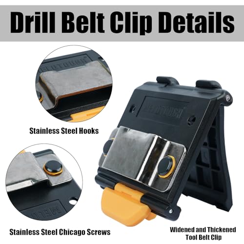 MELOTOUGH Tape Measure Holder,Drill Holster Belt Clip,Measuring Tape Holster,Drill Holder for Tool Belt,Pocket,Pants(Black) Black
