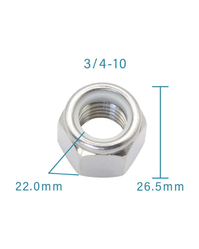 3/4-10 Locknuts - IMScrews 304 Stainless Steel Hardware Locknuts - Durable and Rust-Resistant Fasteners for Home Repairs and Professional Projects Pack of 10 3/4"-10