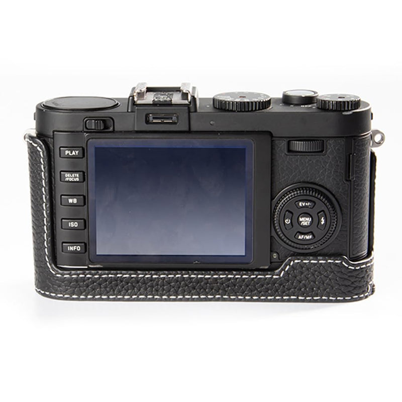 Genuine Leather Retro Camera Case, Half-Wrap Genuine Leather Camera Protector, Compatible For Leica X1 X2 X-E (Black) Black