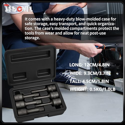 6PCS 3/8” Drive Impact Wedge Proof Extractor Set, Bolt Extractor Kit Long 6pcs Wedge Proof Extractor