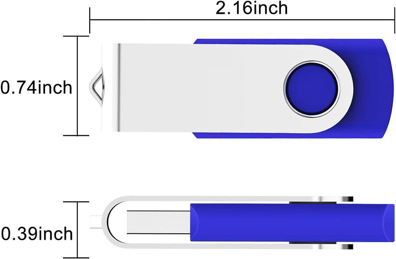 2 Pack 128GB USB Flash Drive USB 2.0 Metal Thumb Drives Jump Drive Storage Memory Stick Swivel Design - Black (2 Pack Black)