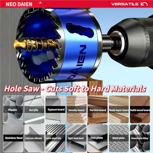 NEO DIAEN M42 Bi-Metal Hole Saw Kit for Home DIY, Woodworking & Furniture Installation | Versatile Cutter for Wood, Drywall, Plastic, PVC & Thin Metal (4Pcs (Home DIY Hole Saw Set)) 4Pcs (Home DIY Hole Saw Set)