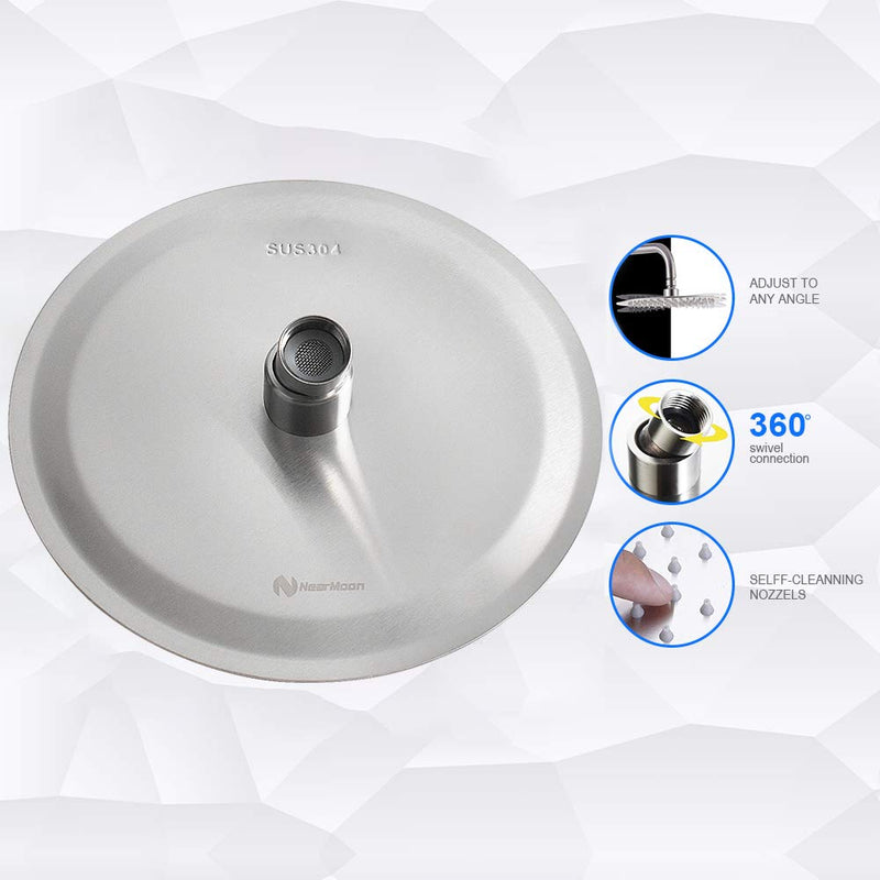 NearMoon Rain Shower Head, Ultra-Thin Design-Pressure Boosting, Awesome Some Experience, High Flow Stainless Steel Rainfall Head (8 Inch,Brushed Nickel) 8 Inch Brushed Nickel