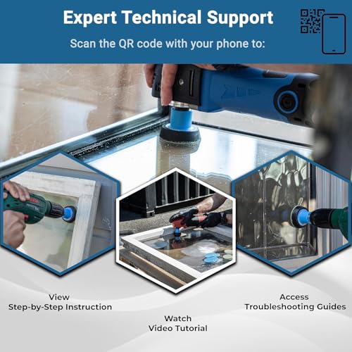 GLASS POLISH DIY Glass Scratch Removal Kit 2” (50mm) - Effective Glass Polishing with Drill or Polisher, Repairs Deep Scratches, Removes Surface Damage and Restores Original Clarity & Shine 2 inch (15 Abrasives)