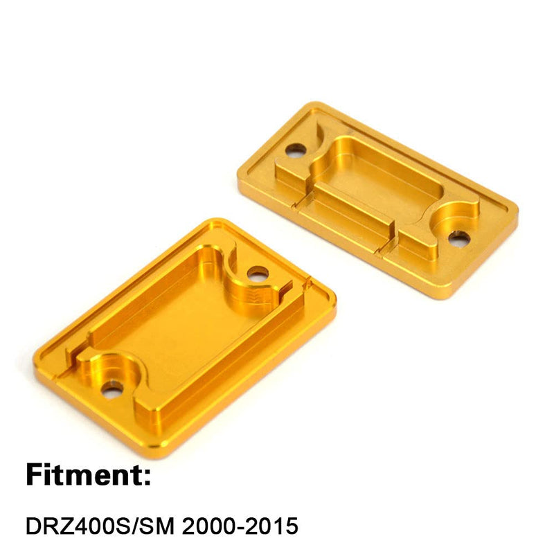Motorcycle Front And Rear Brake Fluid Reservoir Cover CNC Cap Set Compatible To DRZ400S DRZ400SM 2000-2019 Dirt Bike Gold Front & Rear Brake Fluid Reservoir Cover_2