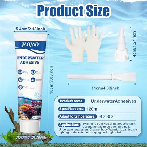JAOJAO Aquarium Safe Silicone, Underwater Seal 100% Waterproof, Clear 120ml Transparent