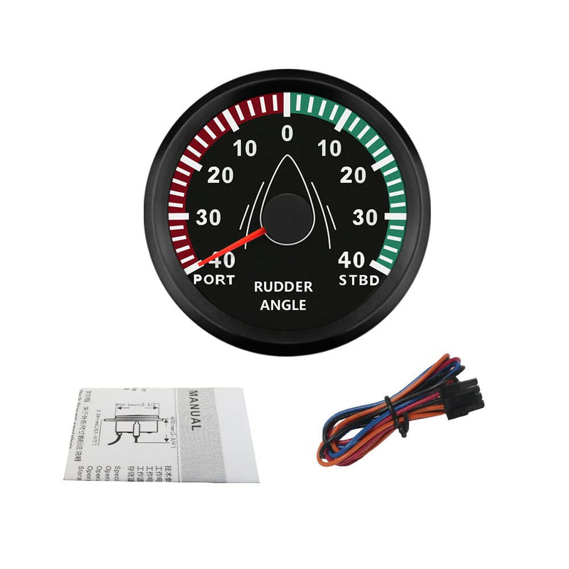ELING Guaranteed Rudder Angle Gauge Indicator 0-190ohm with Mating Sensor with Backlight 85mm 12V/24V Black+Black gauge with sender