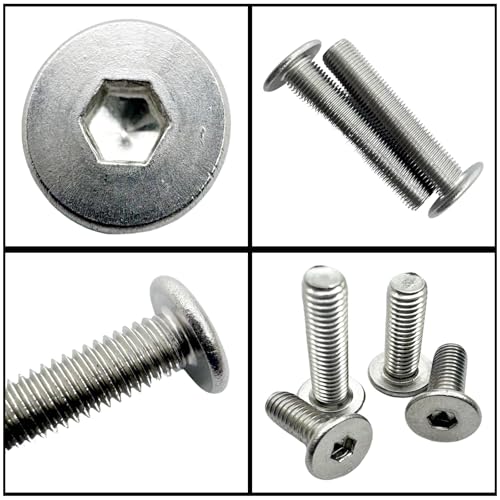 30pcs Low Flat Head Allen Cap Ultra Thin Hex Socket Screw Bolt, 304 Stainless Steel, Fully Threaded (M4-0.7mm x25mm) M4x25mm