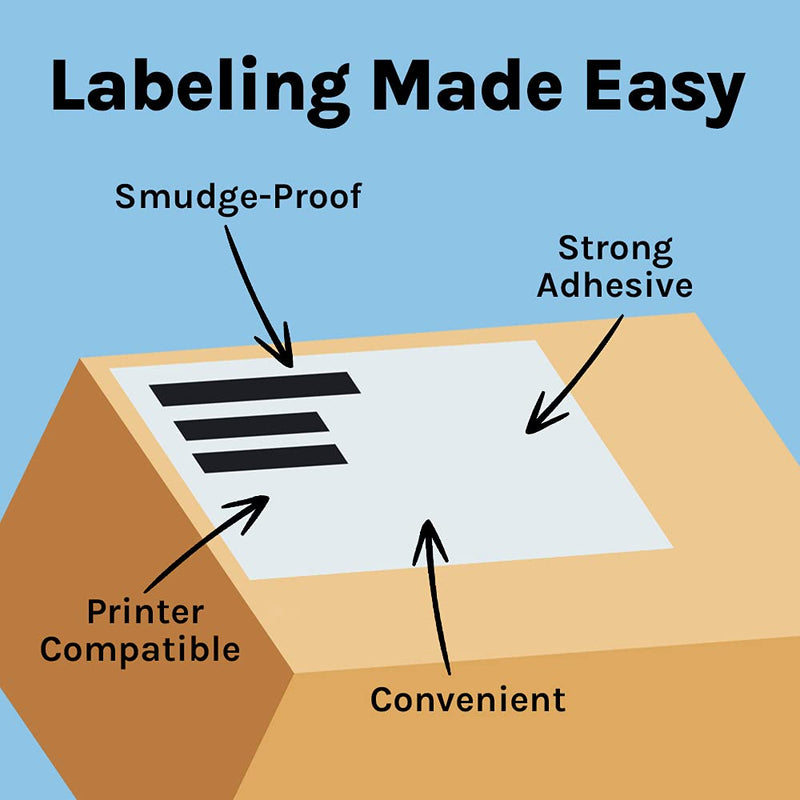 Premium Label Supply White Sticker Half Sheet Labels – 8.5" x 5.5" – Laser/Inkjet Compatible – (2 per Sheet), 25 Sheets - 50 Total Adhesive Labels 50 Labels