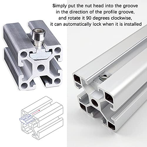 3030 Series Sliding T Nuts M5 Thread 8mm T-Slot, 50 Pcs 30Series M5-50Pcs