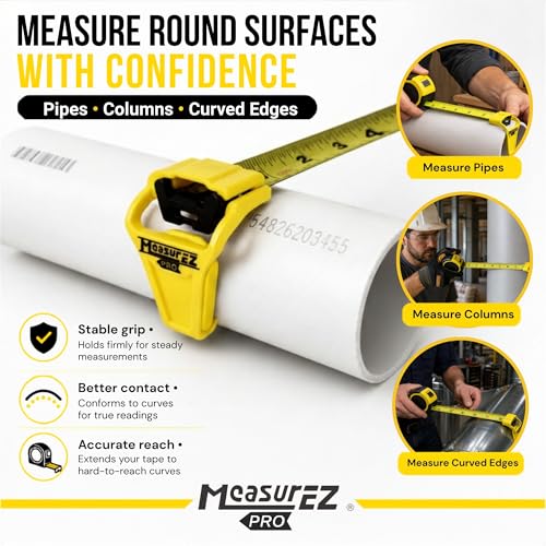 No Slip Tape Measure Hook Extension | Rubber Grip Hook for Round Edges (5 Pack) | Measure Pipes, Columns & Curved Surfaces | Do-It-Yourself, Handyman, Construction Gift & Stocking Stuffer | USA Made 5 pack