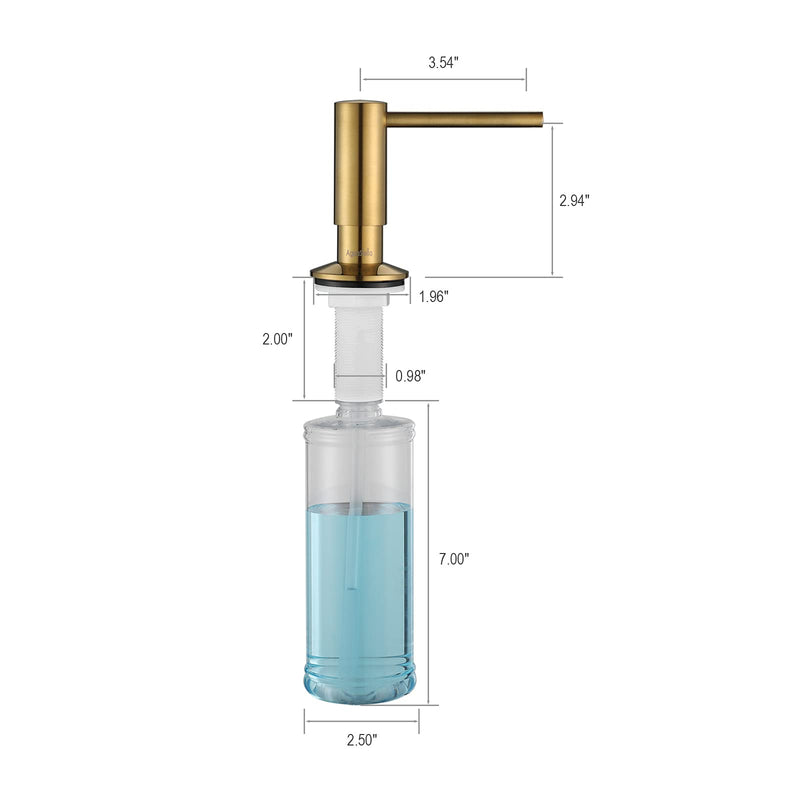 AguaStella ASF026BG Built in Soap Dispenser Brushed Gold Brightly for Kitchen Sink with Soap Bottle Countertop Pump