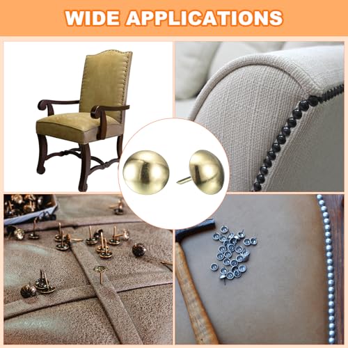 uxcell Upholstery Tack Nail Pins Furniture, 100Pcs 16x20mm Thumb Tack Pins Assortment Kit Carbon Steel for Home Sofa DIY Decorative Nail Heads Nails, Gold 100