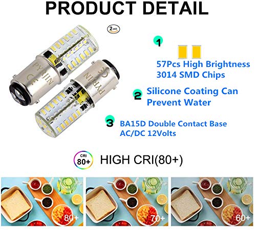 1142 Ba15d Led Bulb White, Low Voltage 12V 1004 1076 1130 1142 1176 LED Light Bulb, 5w Double Contact Bayonet Waterproof 6000K, Equivalent 35W, For Rv Trailer, Camper, Marine (Pack Of 2) 1142-White