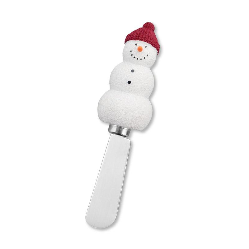 UPware Snowmen Cheese Spreaders, Hand-Painted Resin Handles with Stainless Steel Blades for Spreading Cream Cheese, Butter, and Jam, Assorted Designs, Set of 4 Snowman