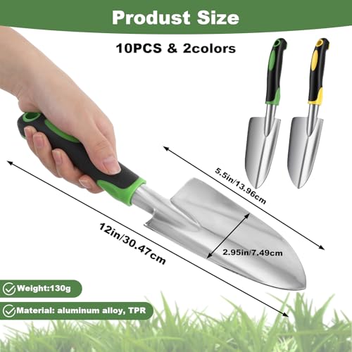 PercyEffie10 Pcs Garden Trowel Bulk, Heavy Duty Shovels Garden Tool, Small Shovel for Digging Metal Hand Trowel Spade with Soft TPR Handle for Flower Soil Planting Digging Transplanting