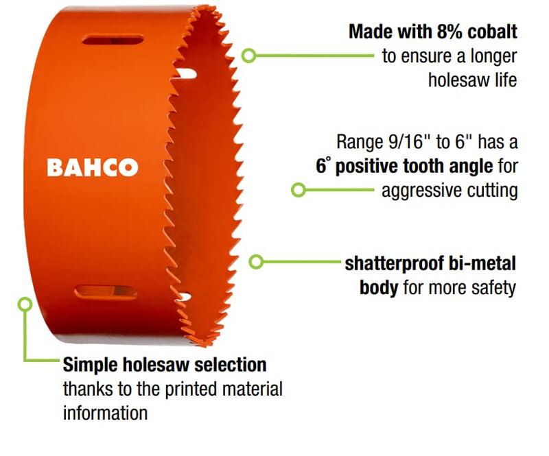 Bahco 3830-114-VIP Bimetal Hole Saw with Industrial Packaging and 4-1/2-Inch Diameter 114mm
