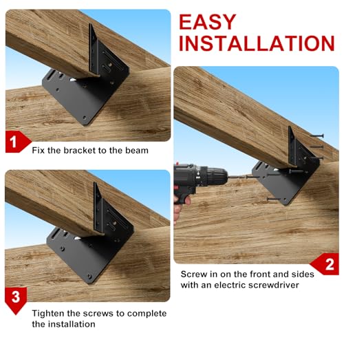 Black Hurricane Ties for Rafter 30 PCS ，16 Gauge 1.2mm，Heavy Duty Joist Hangers for Roofing Trusses Wood，Roofing Trusses 360 Screws Black