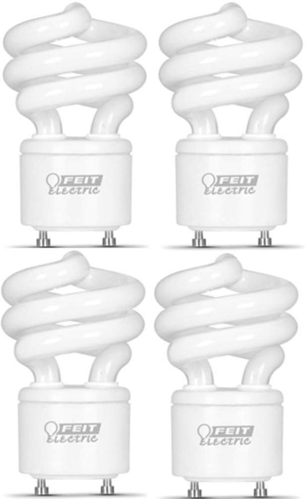 Feit Electric BPESL13T/GU24 Compact Fluorescent Lamp; 13 W; Spiral Lamp; GU24 Twist and Lock Lamp Base; 900 Lumens; Average Life Up To 10000 Hours; Pack of 4