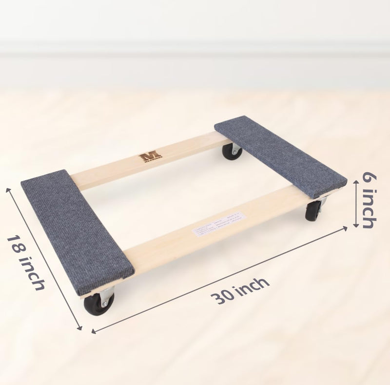 MaxWorks 50857 1320 lbs. Capacity 18 in. x 30 in. Hardwood Furniture Moving Dolly KD Version, Two Pack Natural 18 in x 30 in