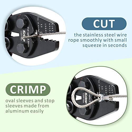 iCrimp Wire Rope Crimper Cutter Set for 0.1–2.2mm with 150pcs Ferrules 2.2mm Wire Rope Crimper Set