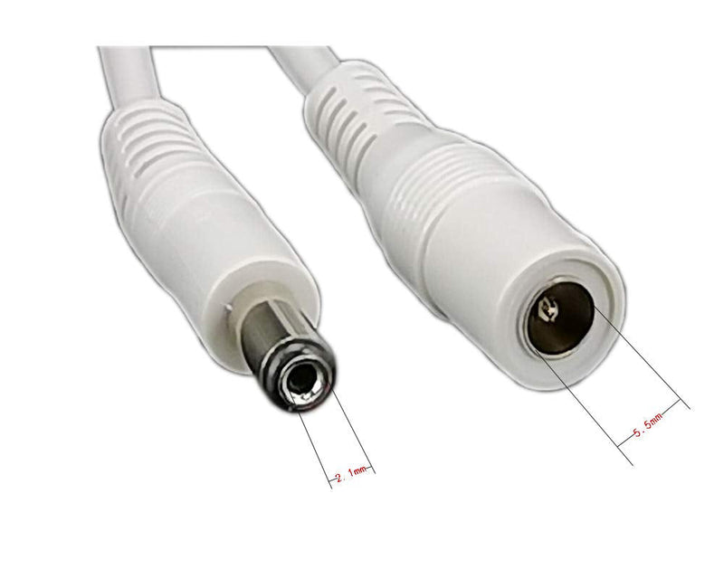 DC Power Adapter Extension Cable 100 feet 12V Power Adapter Extension Cable 2.1mm x 5.5mm Compatible with DC Adapter Cord Fit for CCTV Security Camera Wireless IP Camera Standalone DVR White