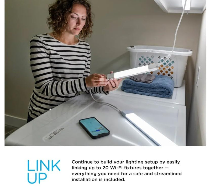 Enbrighten Vibe Plug-in Smart Under Cabinet Lights, 24in, Adjustable White from 2000K-6000K, Dimmable, Programmable Schedule Under Cabinet Lighting, Compatible with Alexa, Google Assistant, 58261-T1