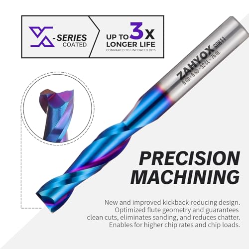 ZahyoX 8mm Upcut Spiral CNC Router Bit for Wood, NACO Coated